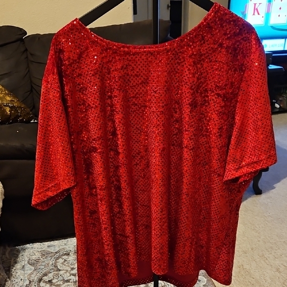 Kathie Lee Collection Tops - Kathie Lee Collection Radiant Red Sequin Blouse